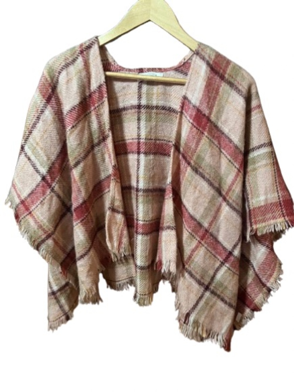 Zara Kids Plaid Open-Front Poncho Scarf Wrap Size Medium